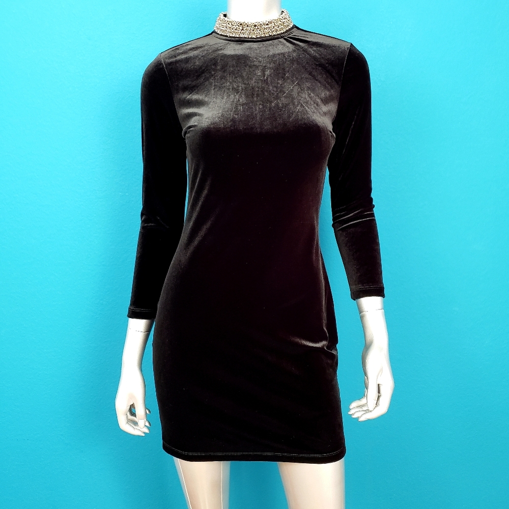 🆕️ 🎬 TOPSHOP Mod Velvet Mini Dress w/ Embellishments // (NWOT)